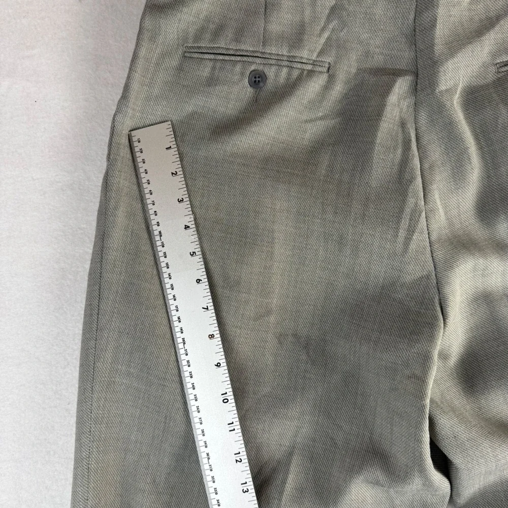 Slates Mens Pleated Dress Pants Gray Wool Blend Cuffed Trousers 36x34